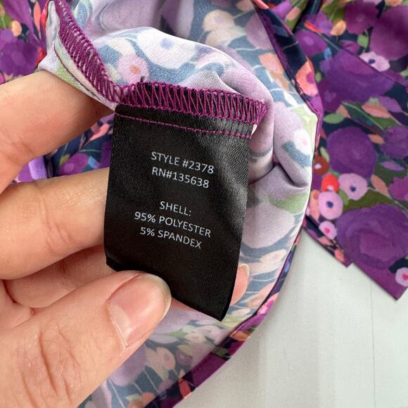 Hutch Top‎ Womens Large Purple Lavender Watercolor Whimsy Floral Davy Blouse - Picture 7 of 10